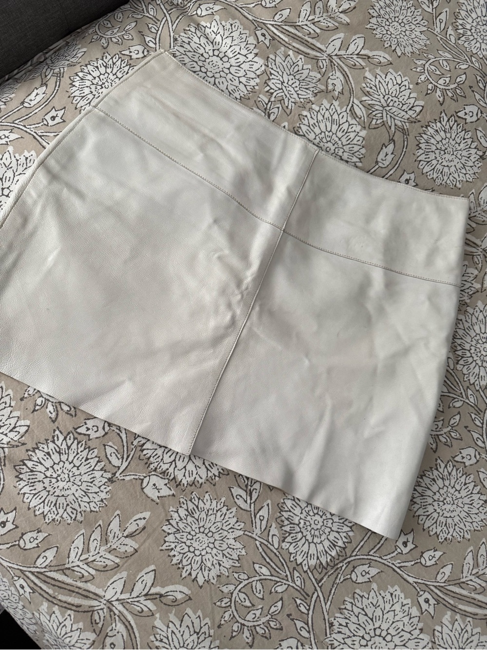 Wilson Cream Leather Mini Skirt